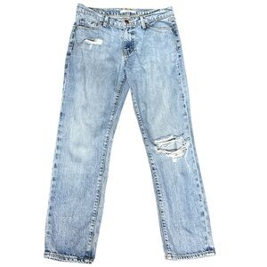FIDELITY Axel Crop Wild Thing Distressed Girlfriend Jeans Blue Size 26